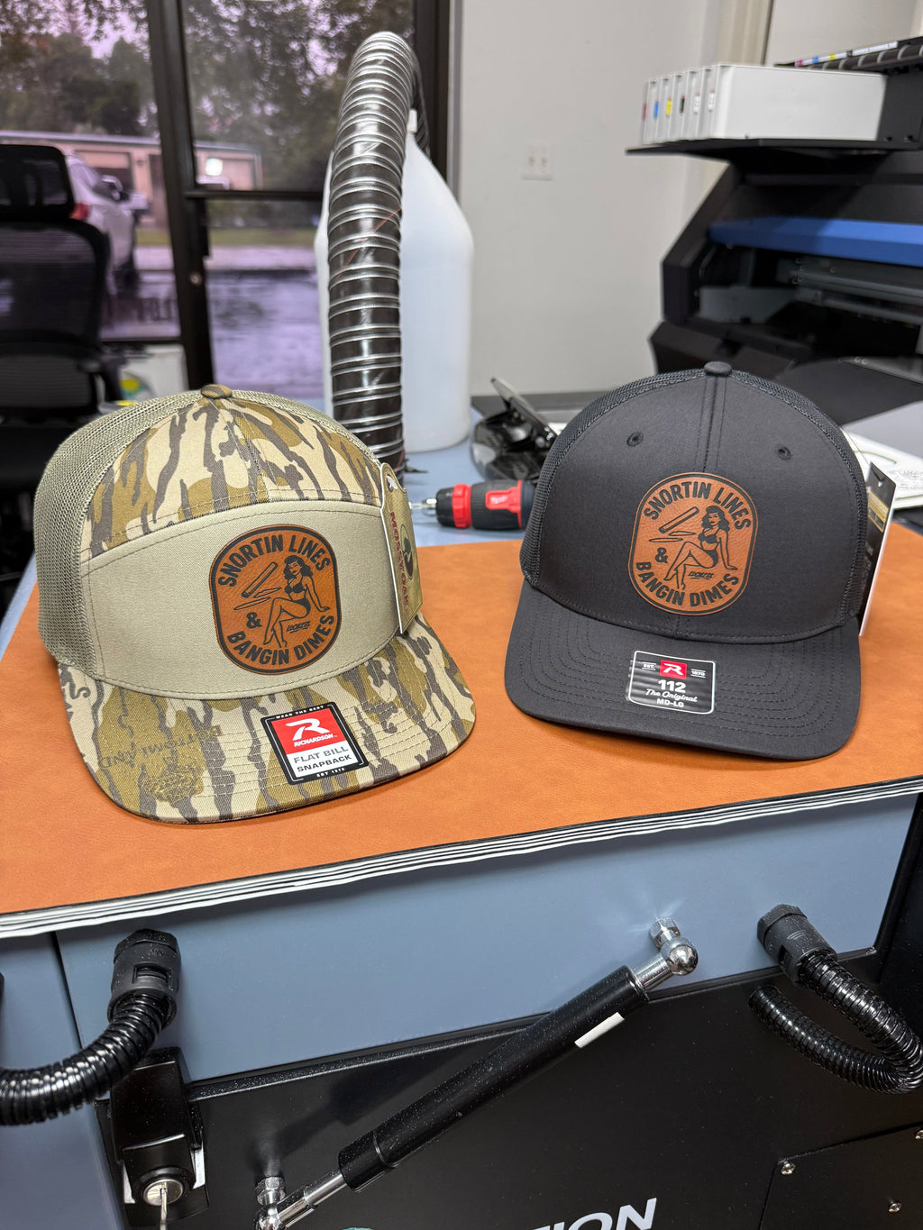 Lines and Dimes Black Rawhide Leather Patch Hat