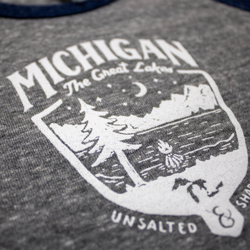 Baby - Michigan Shield Triblend 3/4 Sleeve Baseball T-shirt