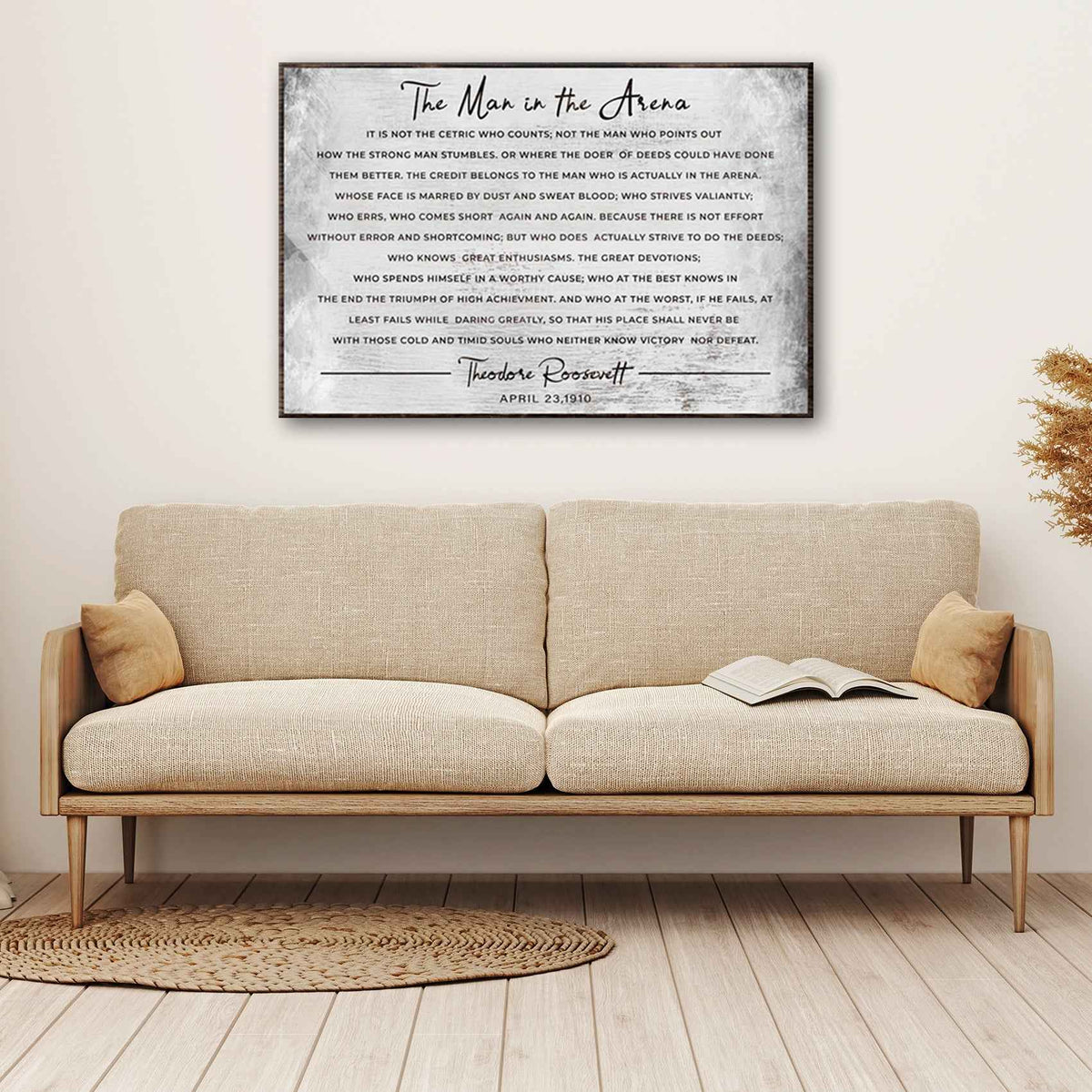 The Man In The Arena Grunge Sign