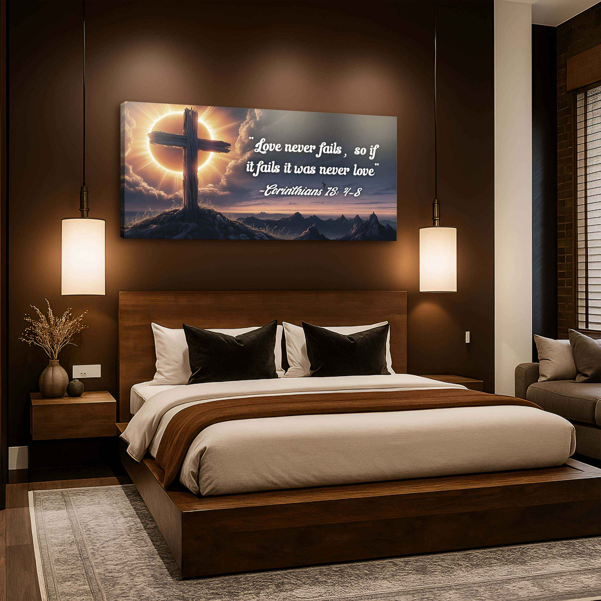 Corinthians 13:4-8 - Love Never Fails Faith Sign
