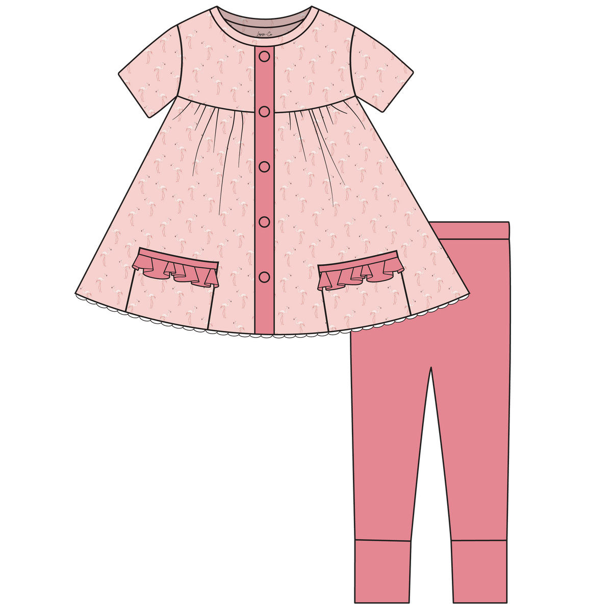 Nora Flamingos Short Sleeve Tunic + Legging Set (Pre-Order)