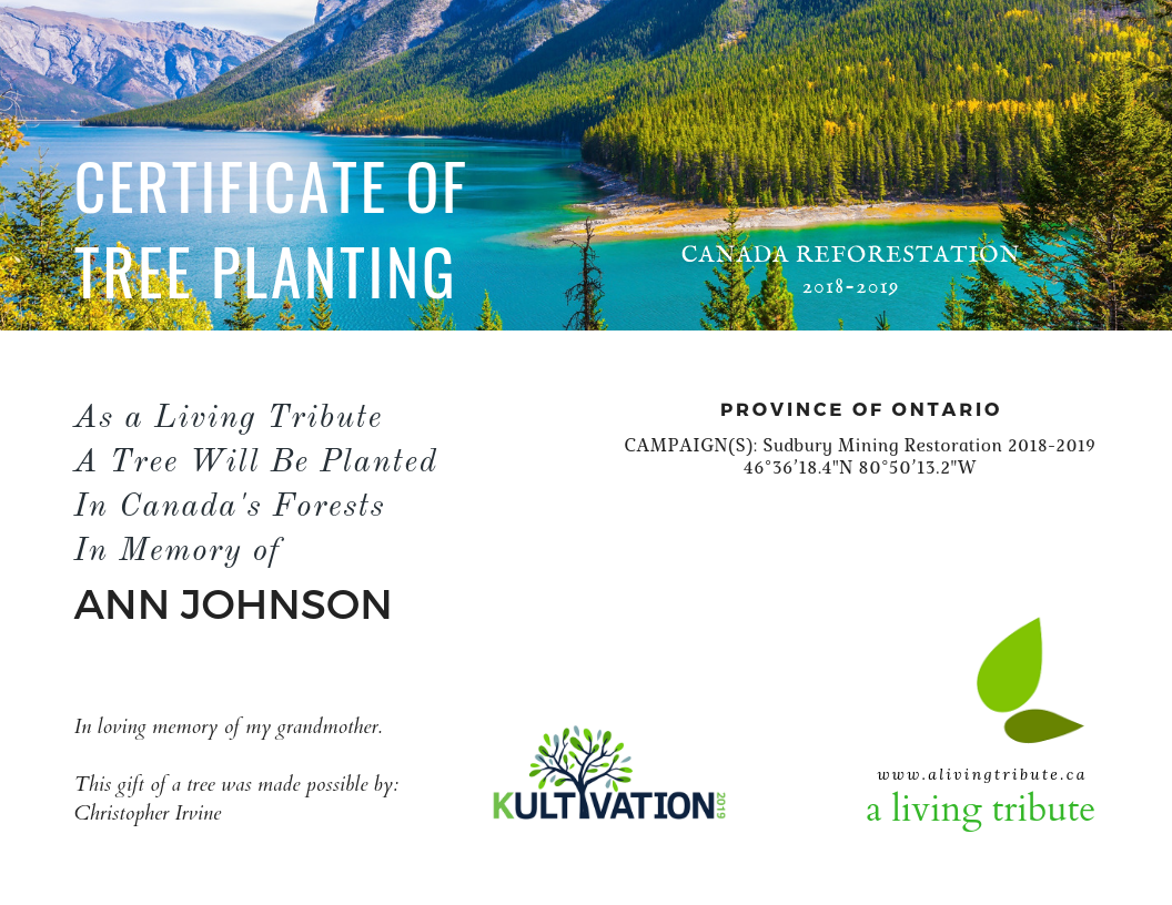 Plant a Tree in Canada with Personalized E-Certificate