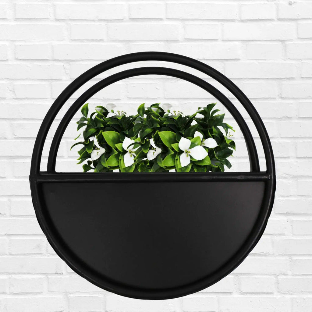 Floating Half Moon Metal Wall Planter – Onyx Black 35cm