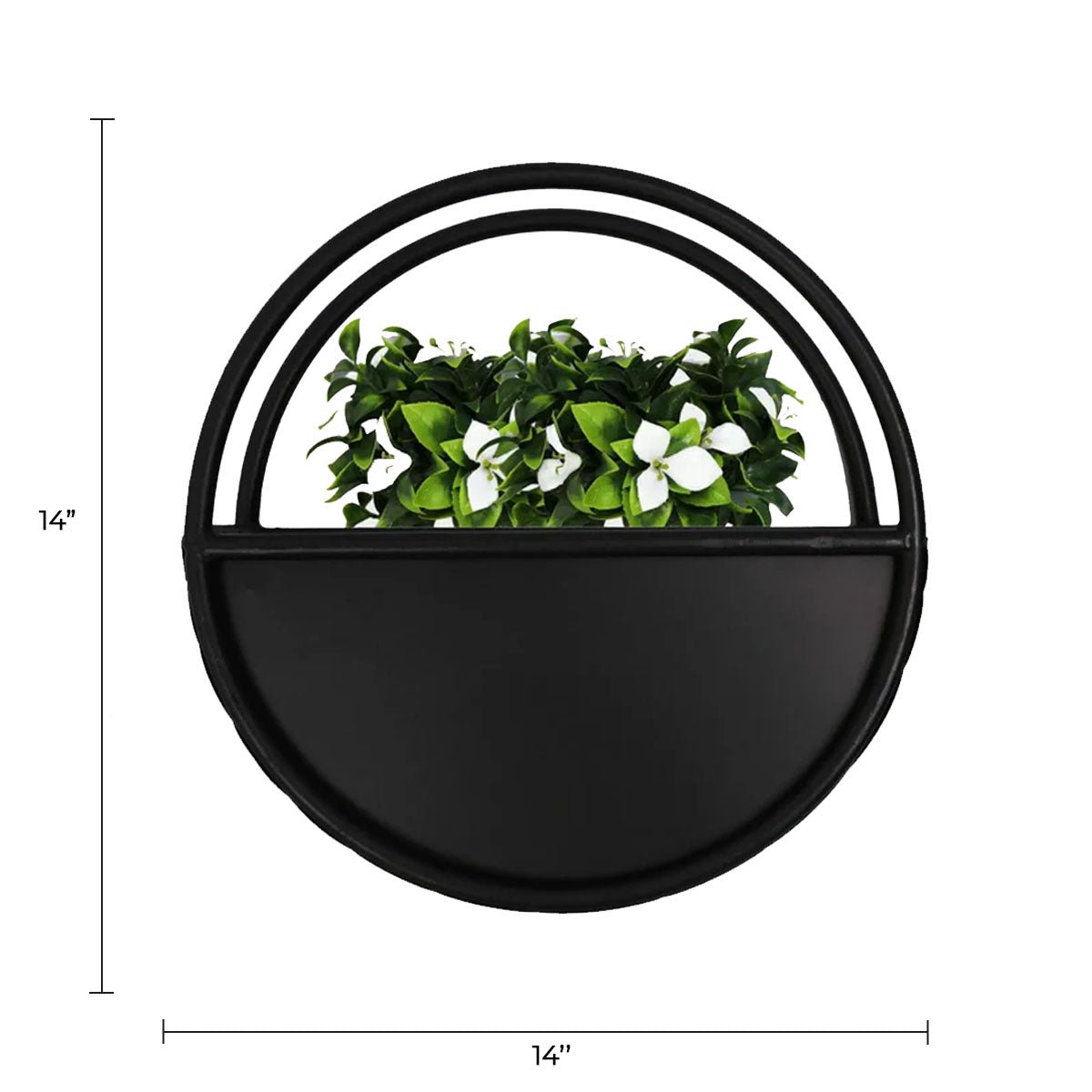 Floating Half Moon Metal Wall Planter – Onyx Black 35cm