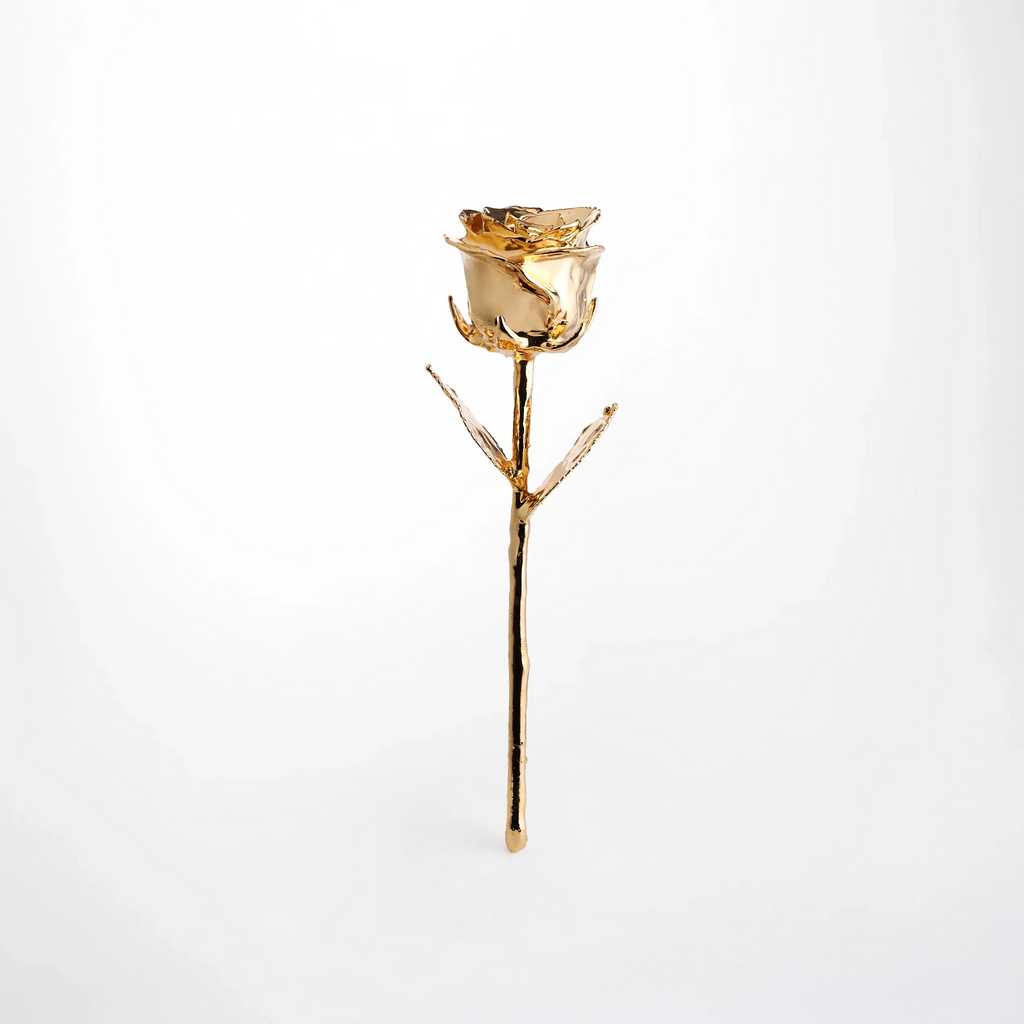 24K Gold Dipped Rose 7" - Pearl Color Gift Vegan Leather Box