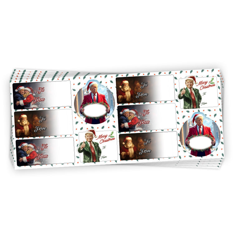 Trump Christmas Gift Tag Sticker Sheet