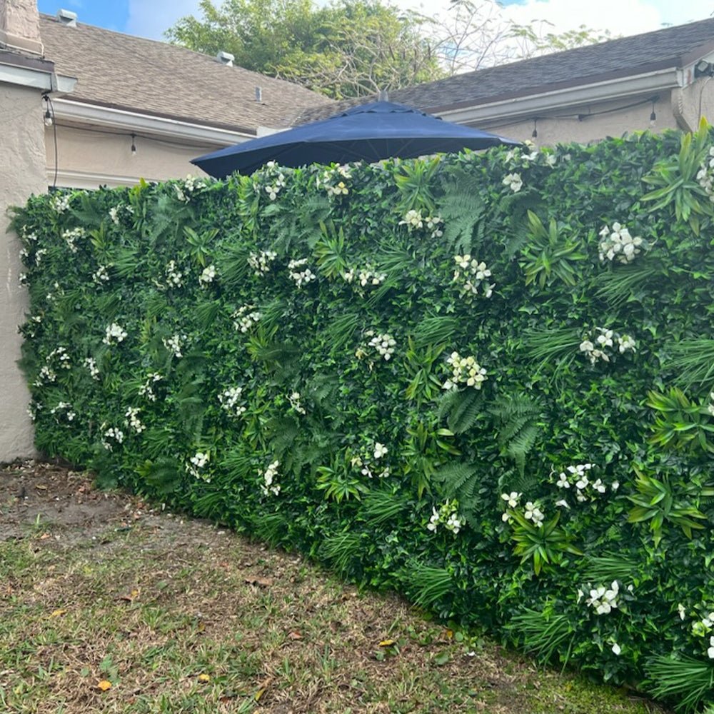 Snowy White Artificial Vertical Garden Green Wall Panel 40×40in 11 SQ FT – UV Resistant – Commercial Grade