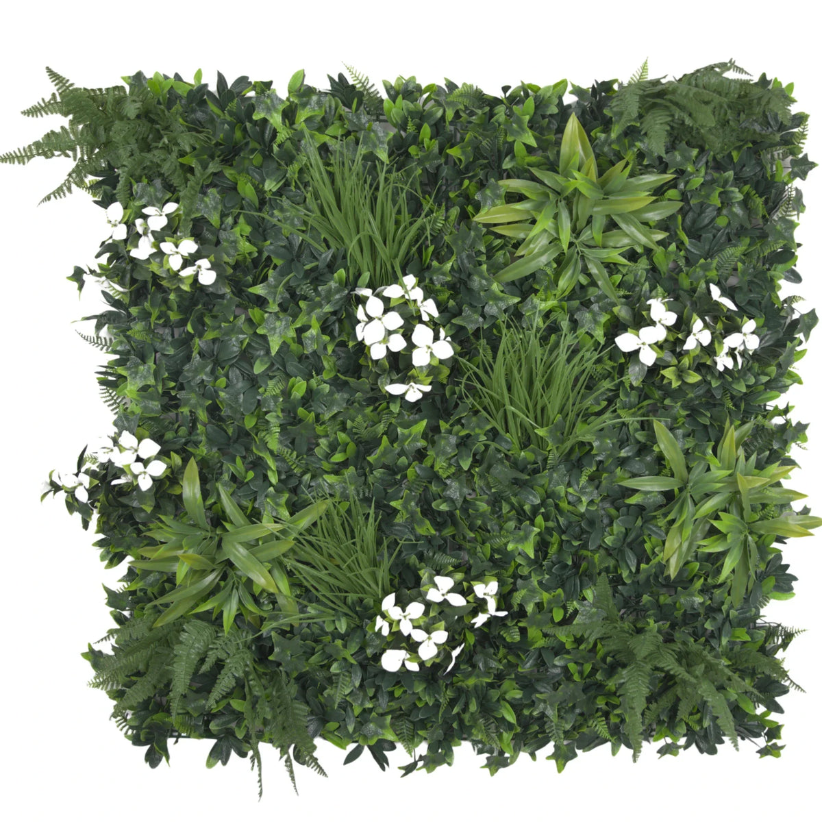 Snowy White Artificial Vertical Garden Green Wall Panel 40×40in 11 SQ FT – UV Resistant – Commercial Grade