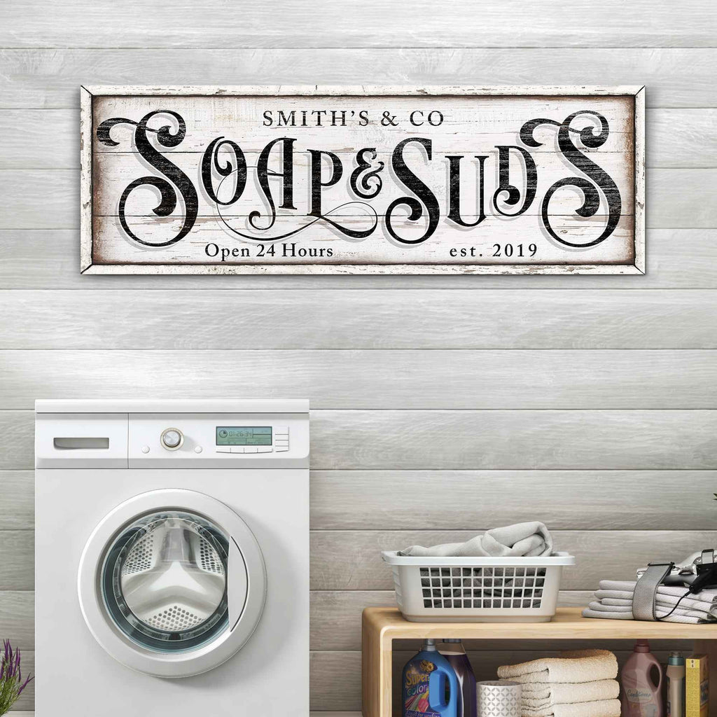 Personalized Soap And Suds Laundry Sign