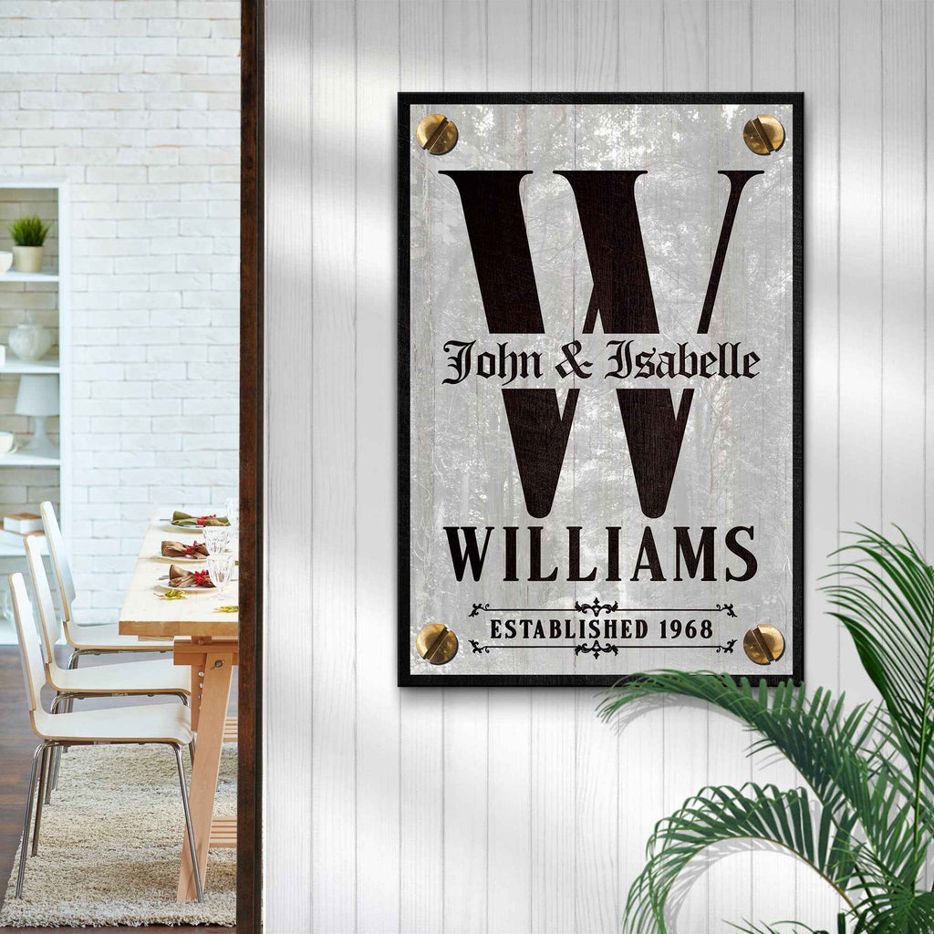 Family Name Portrait Monogram Sign III
