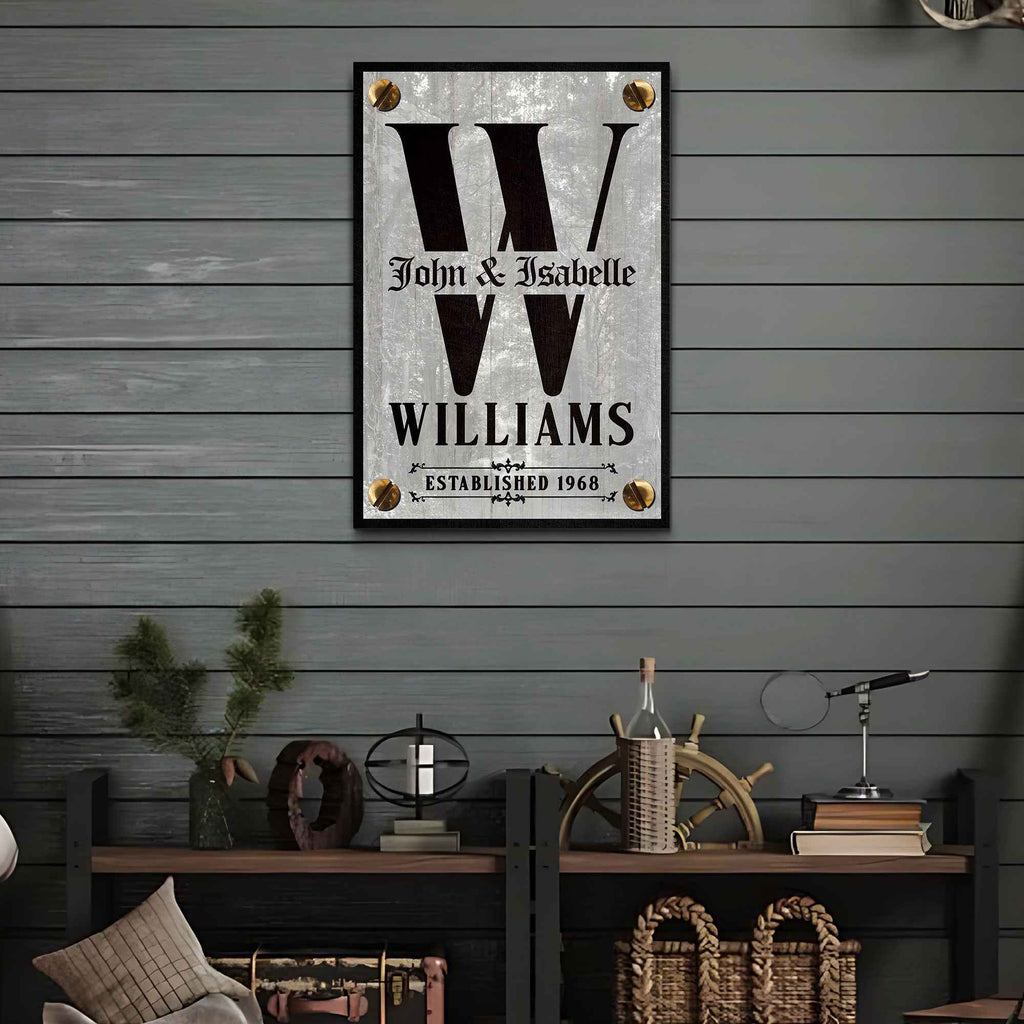 Family Name Portrait Monogram Sign III