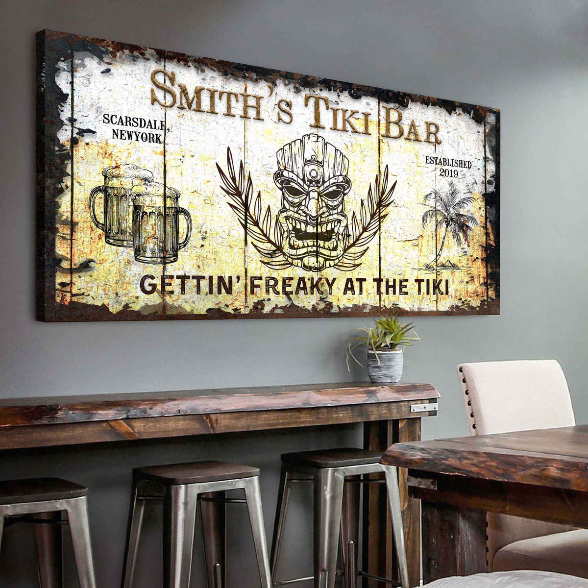 Personalized Tiki Bar Sign: Custom Bar Signs for Home Bar – Ideal For Your Basement Bar Or Man Cave Decor
