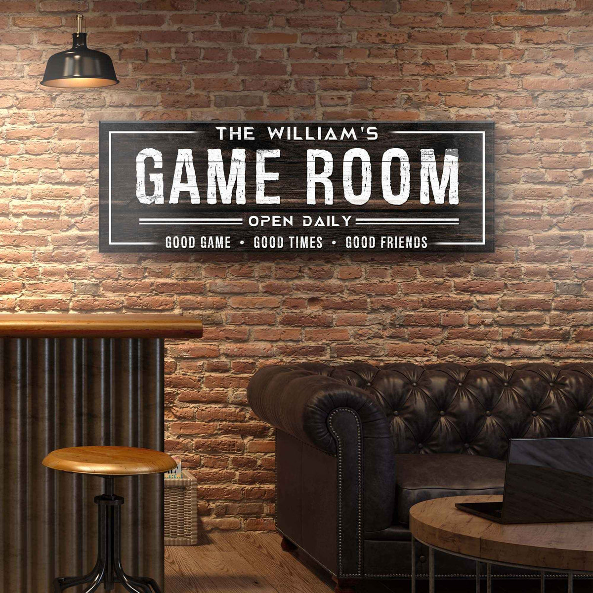 Game Room Dark Wood Sign
