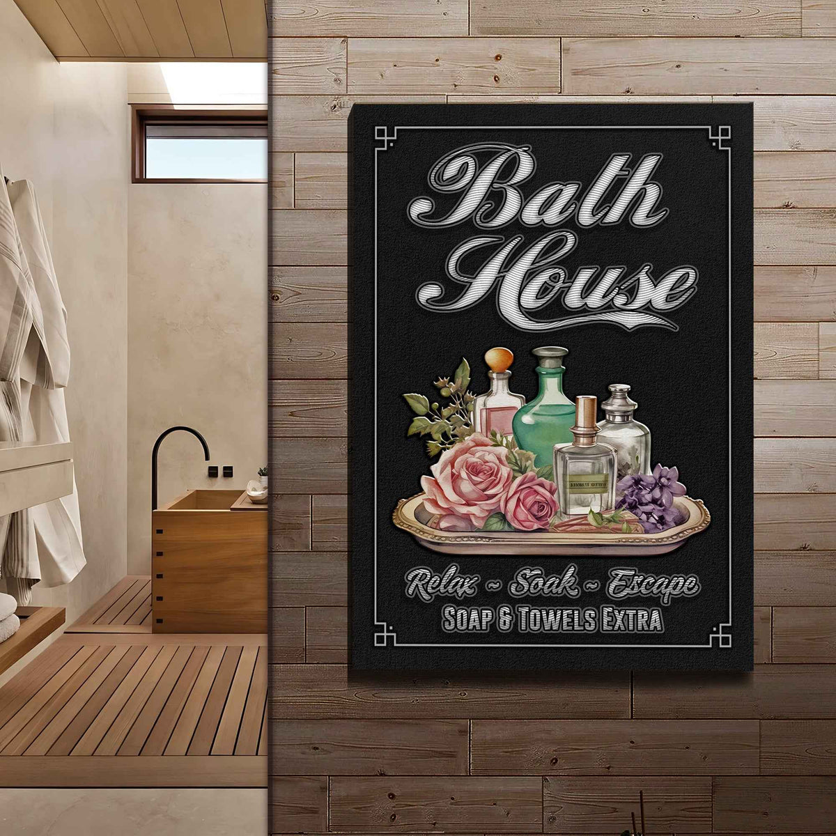 Relax Soak Escape Bath House Sign