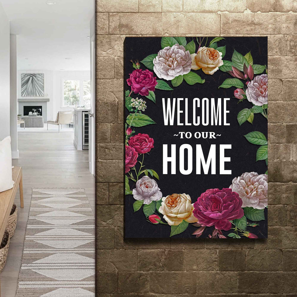 Welcome To Our Home Floral Entryway Sign