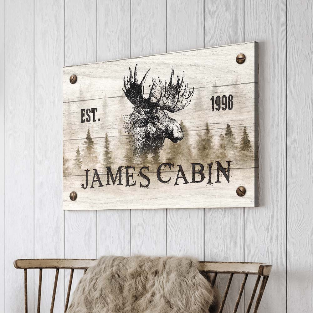 Family Moose Cabin Sign