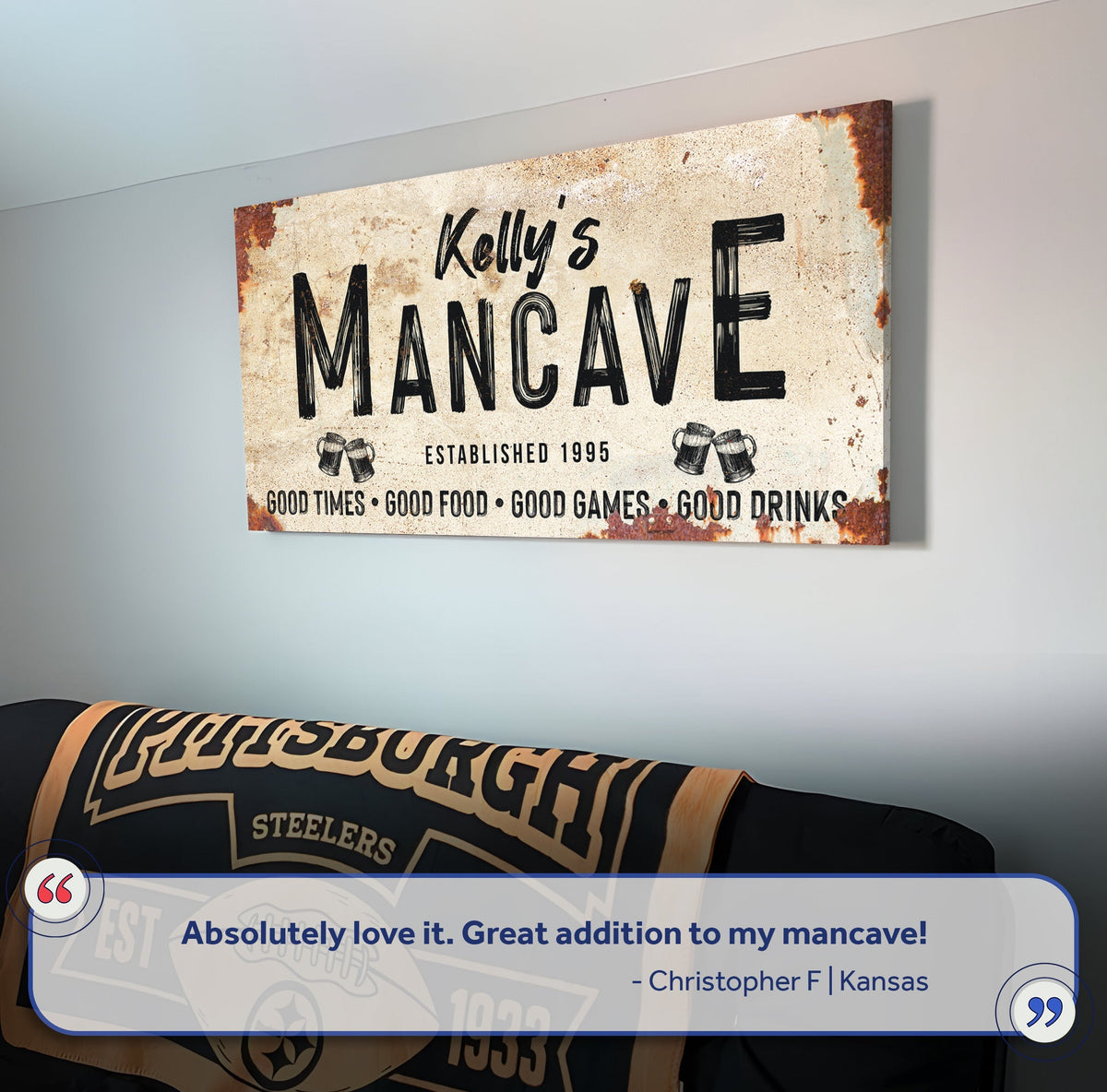 Good Times Personalized Man Cave Sign: Custom Bar Signs for Home Bar – Perfect Man Cave Wall Decor