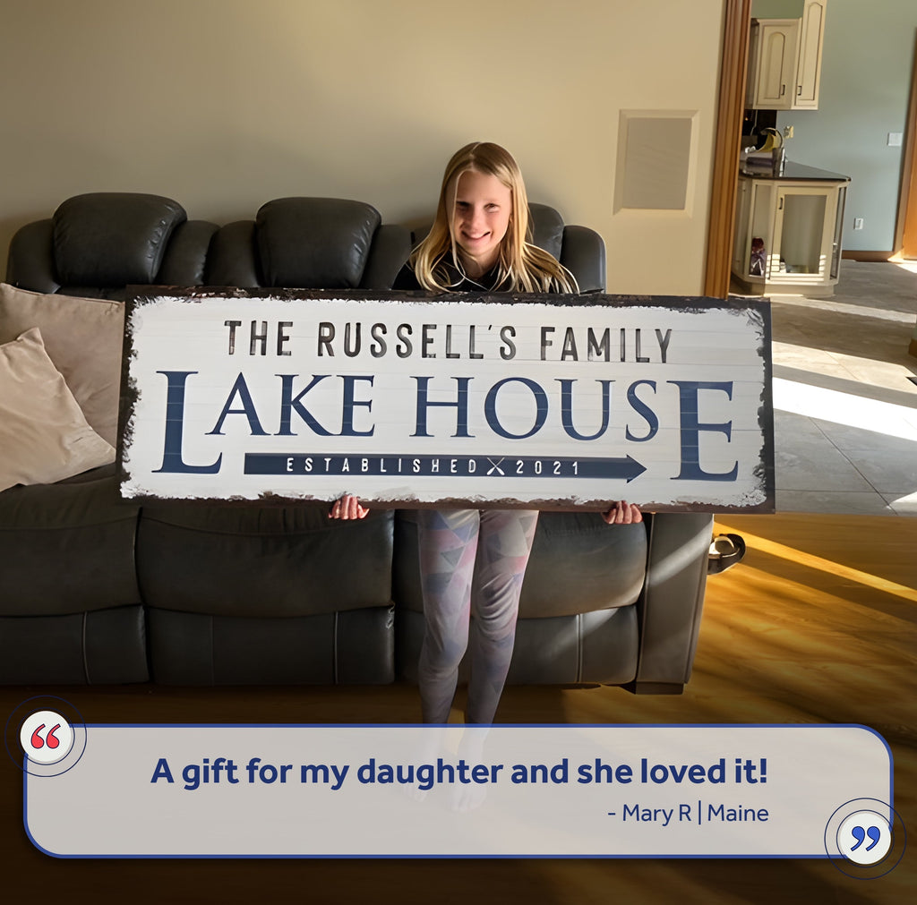 Family Lake House Arrow Sign