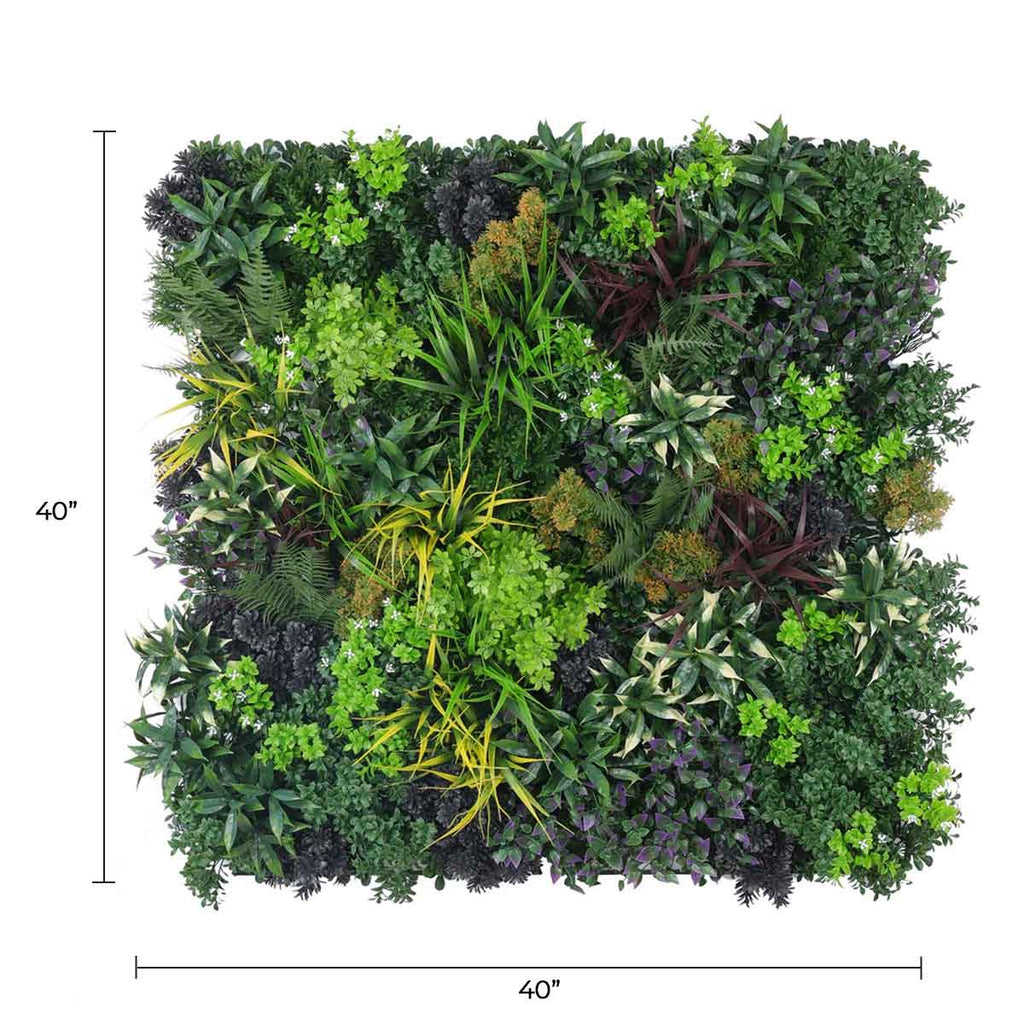 Vivid Green Floral Fusion Artificial Vertical Garden Green Wall Panel 40×40in 11 SQ FT – UV Resistant – Commercial Grade