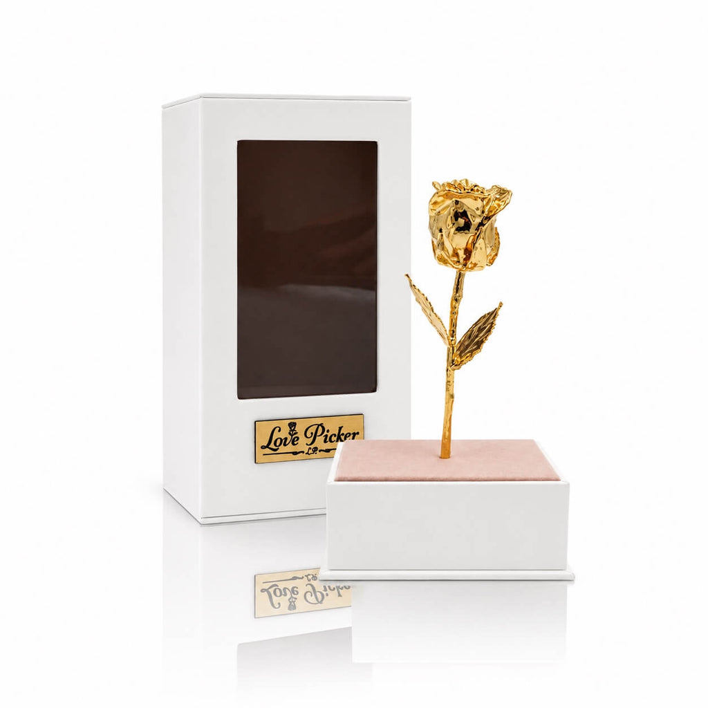 24K Gold Rose in Standing Clear Window Display Box | LovePicker