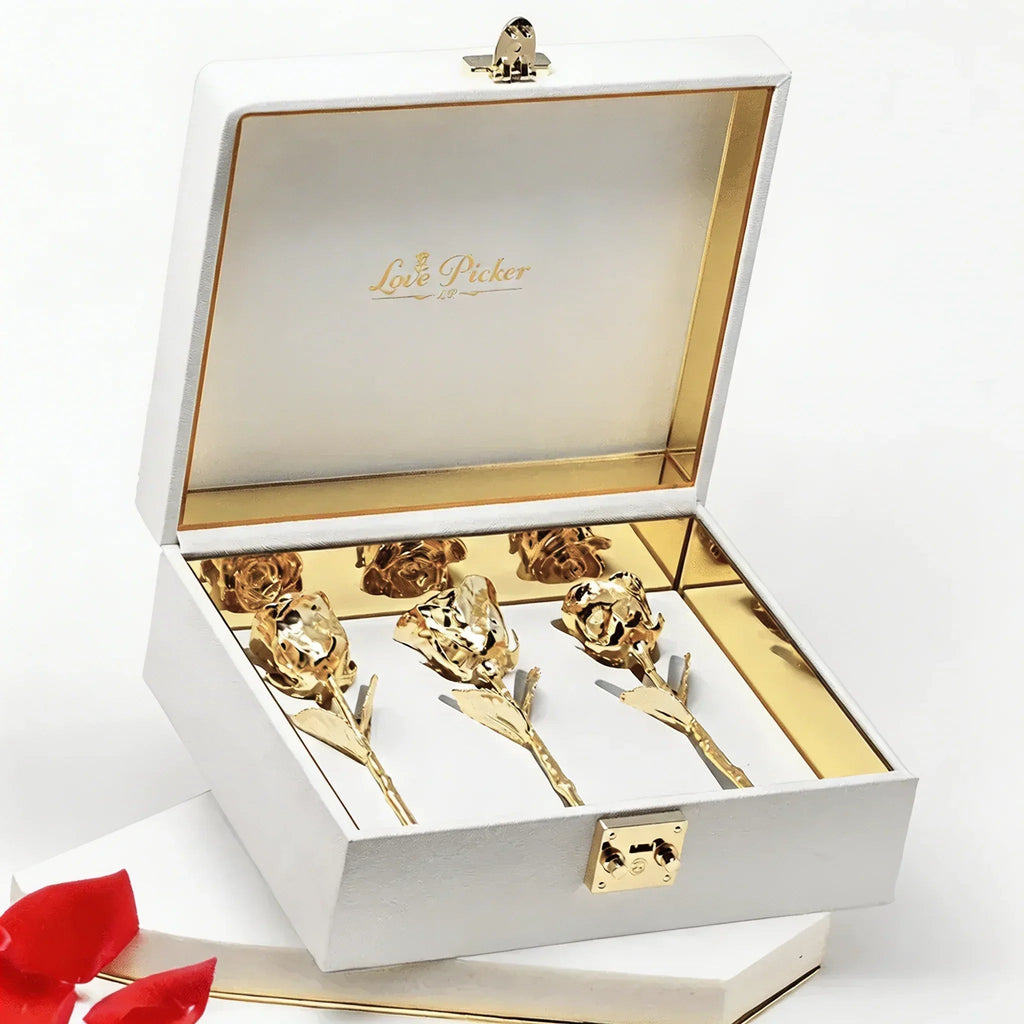 Customizable Trio of Gold, Silver or Platinum 7" Roses – A Gift No One Forgets