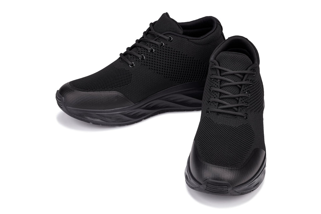 CALTO - X2690 - 2.8 Inches Taller (Black/Black Sole) - Lightweight Sporty Sneakers
