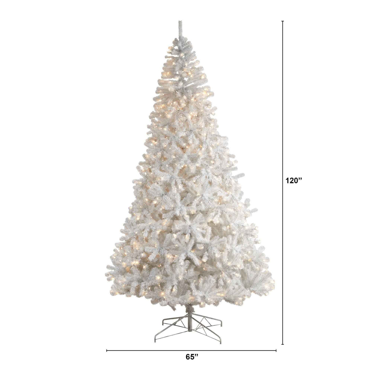 10' White Artificial Christmas Tree with 2200 Bendable Branches and 800 LED Lights