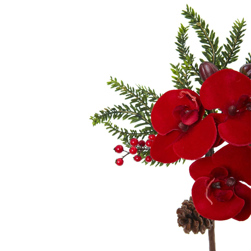 16” Phalaenopsis Orchid and Berry Artificial Flower (Set of 6)
