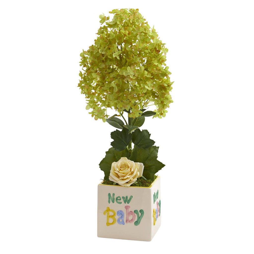 21” Peegee Hydrangea and Rose Artificial Arrangement in Vase