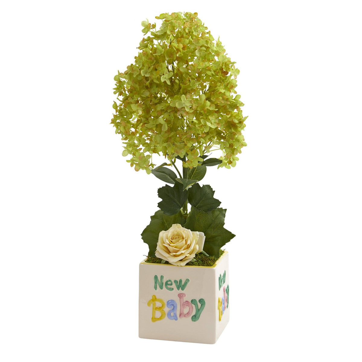 21” Peegee Hydrangea and Rose Artificial Arrangement in Vase
