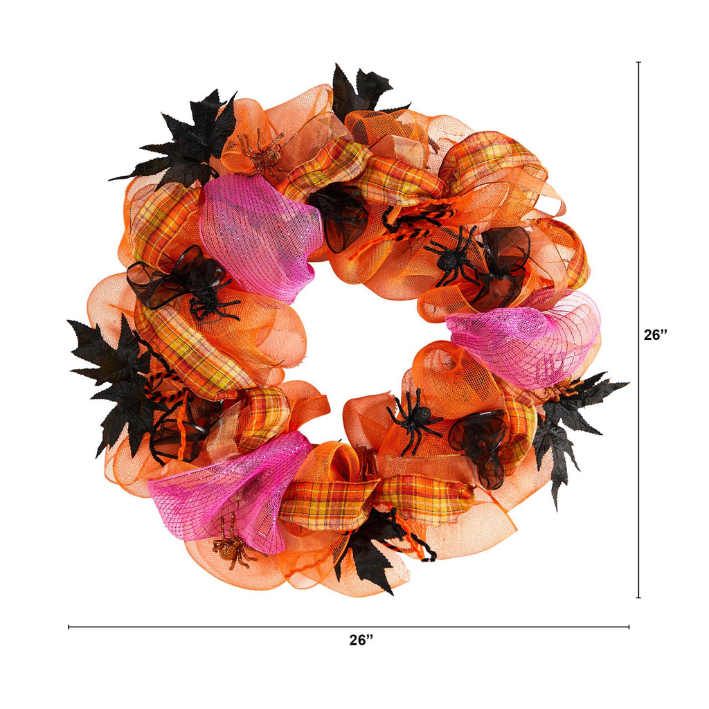 26" Halloween Spider Mesh Wreath