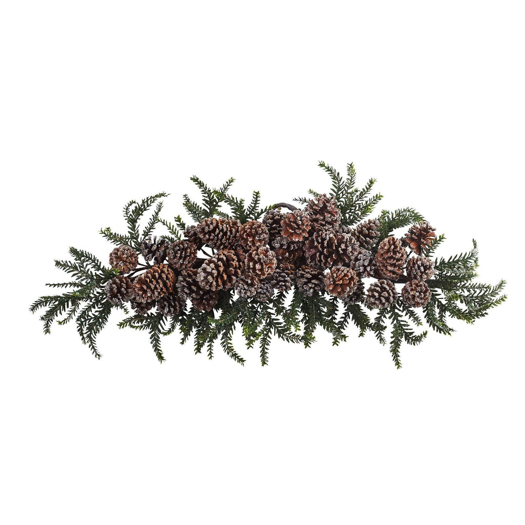 28” Iced Pine Cone Swag