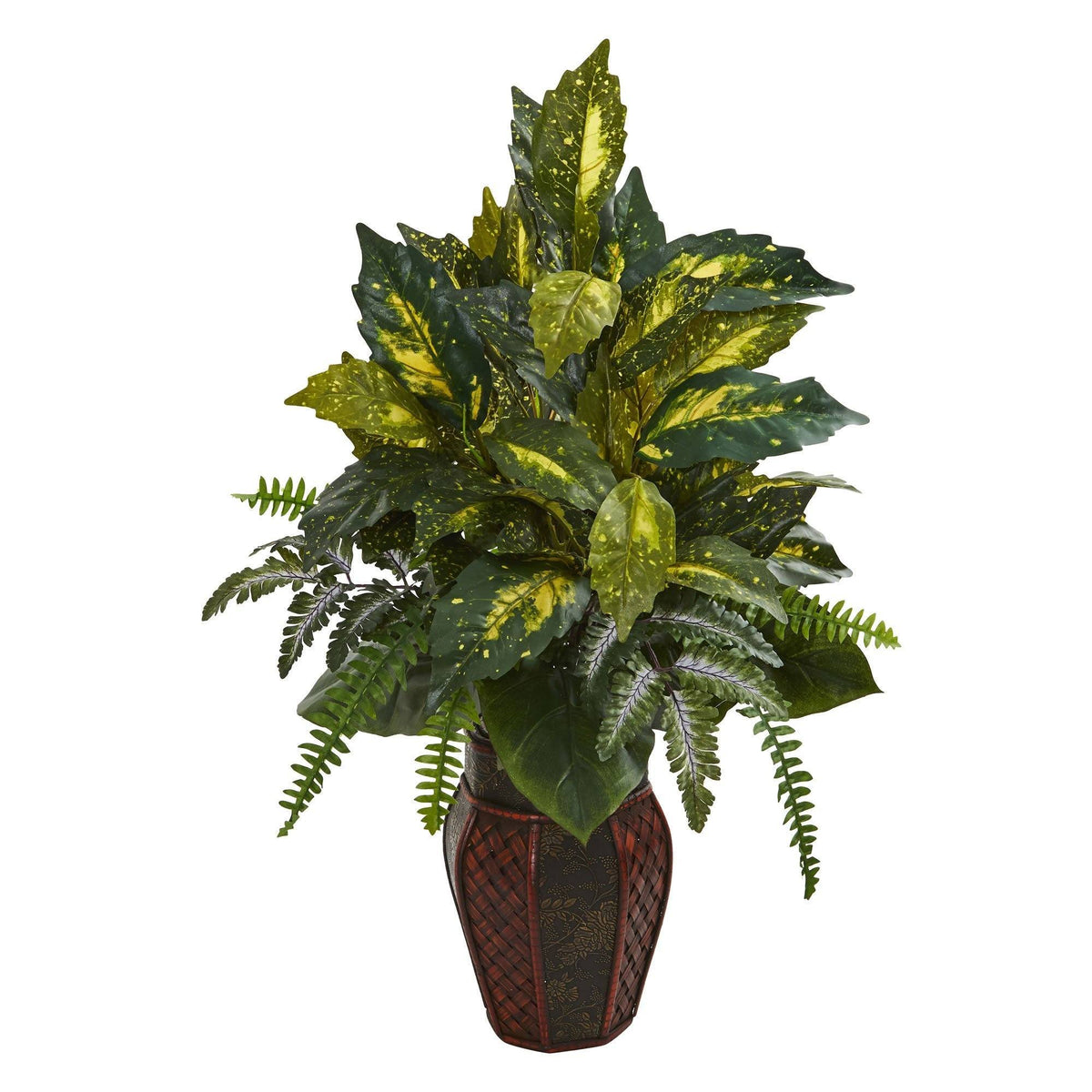 29" Artificial Mixed Philo and Fern Plant in Decorative Planter"