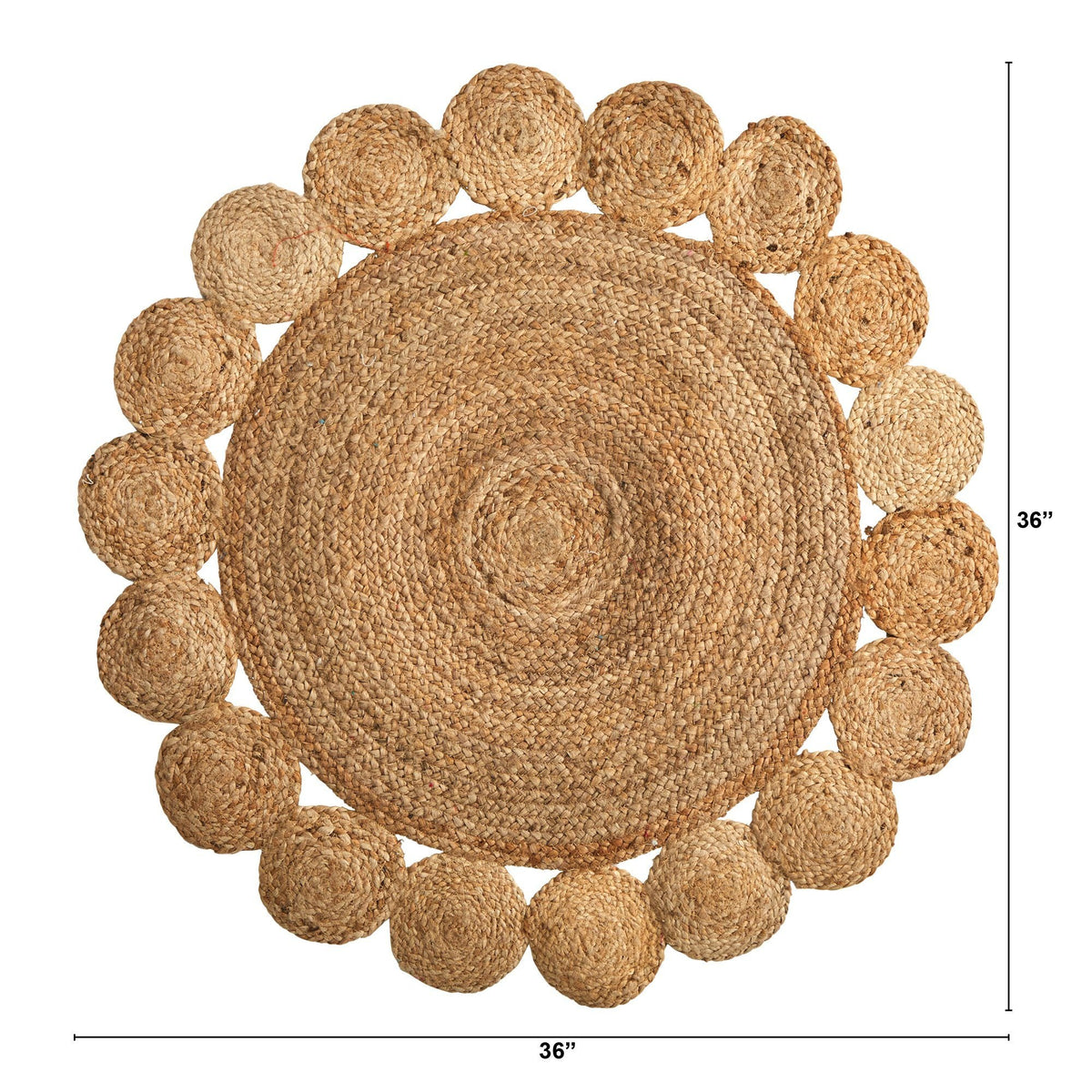 3’ x 3’ Hand Braided Mandala Jute Round Rug
