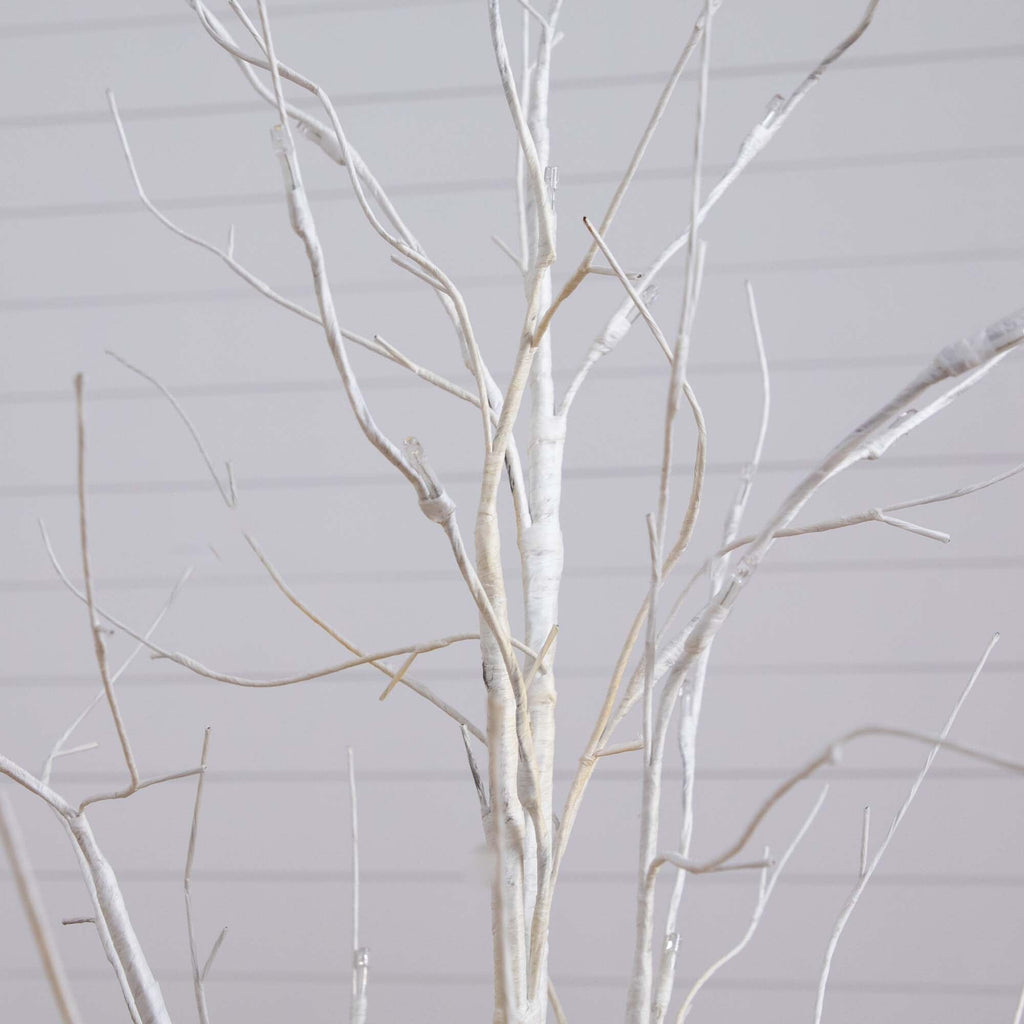 4’ Pre-Lit Artificial White Birch Tree with 51 White LED Lights