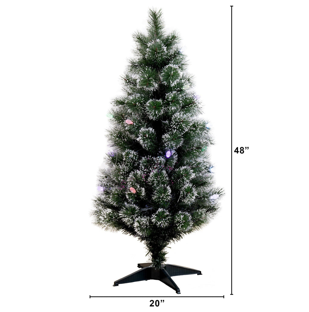 4' Snowy Pre-Lit Fiber Optic Artificial Christmas Tree with 40 Colorful LED Lights