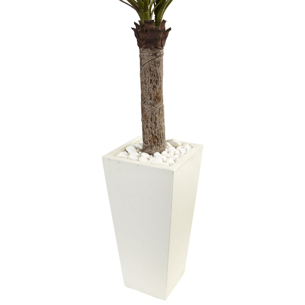 4’ Yucca Tree in White Tower Planter