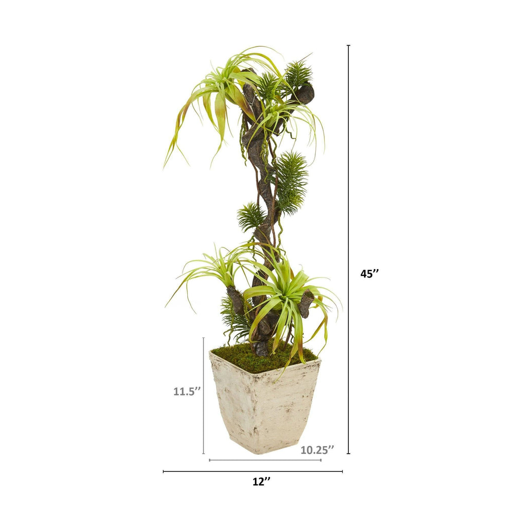 45” Tillandsia Artificial Plant in Country White Planter