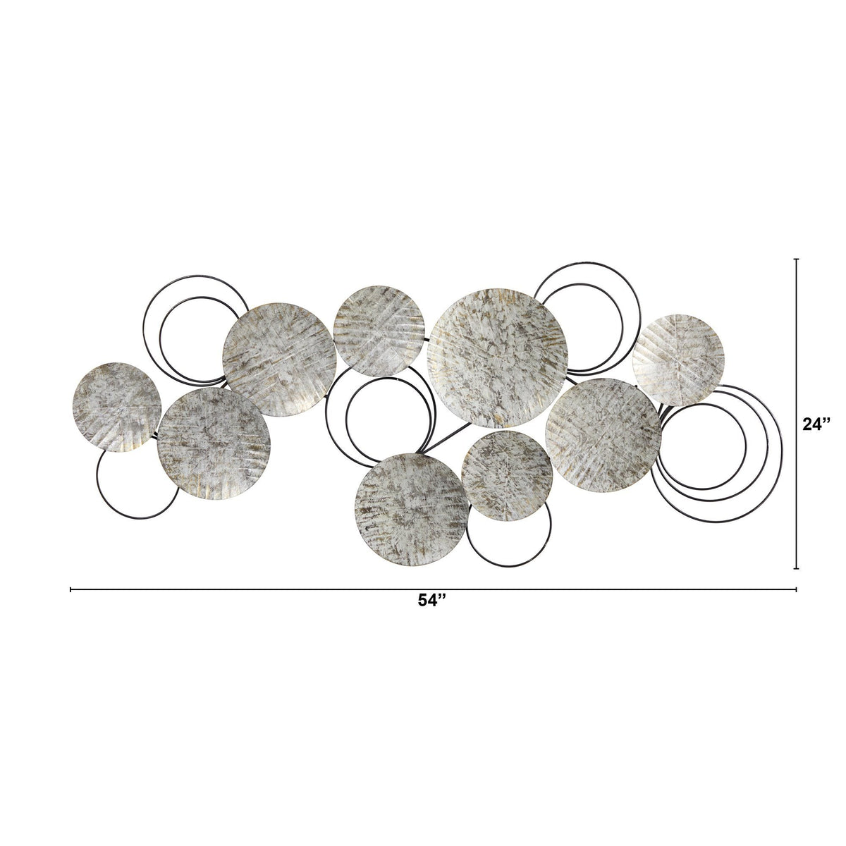 4.5’ x 2’ Galvanized Embossed Metal Discs Wall Art Decor