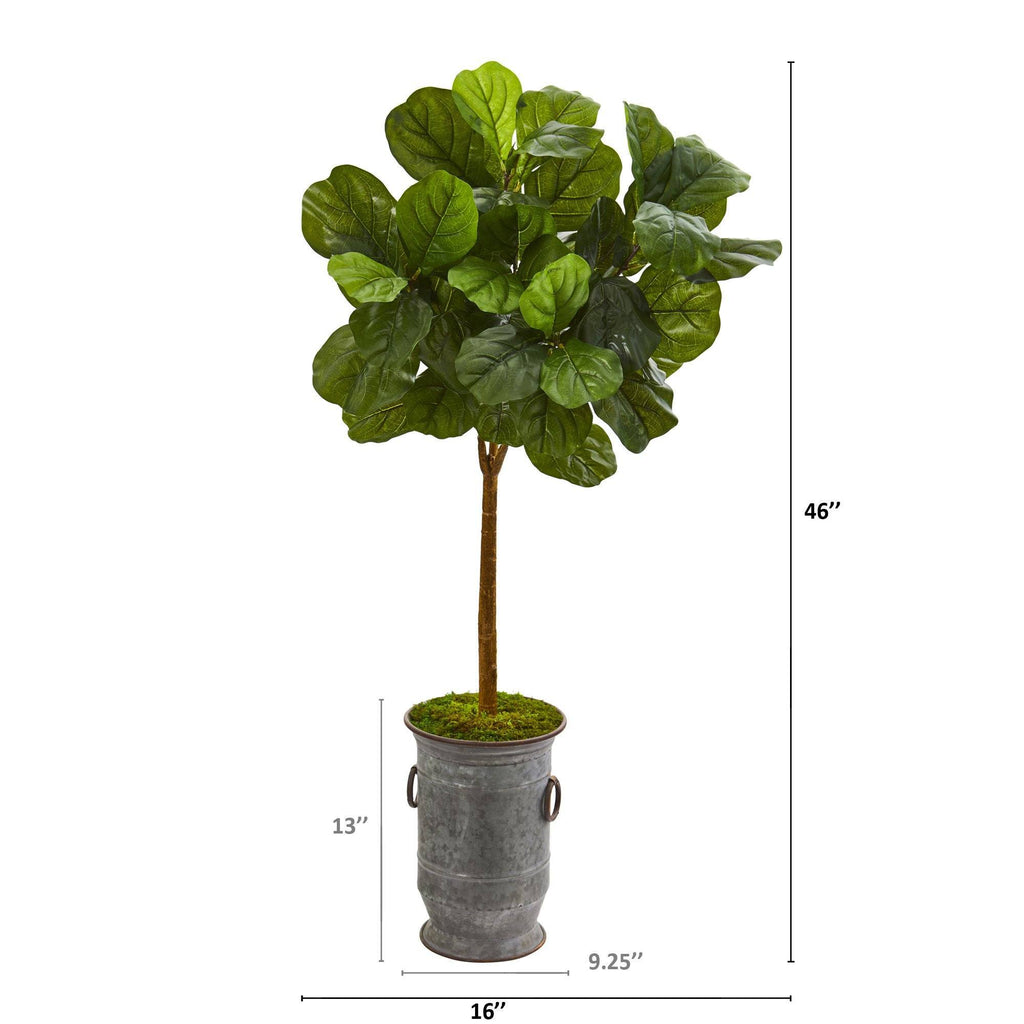 46” Fiddle Leaf Artificial Tree in Vintage Metal Planter (Real Touch)