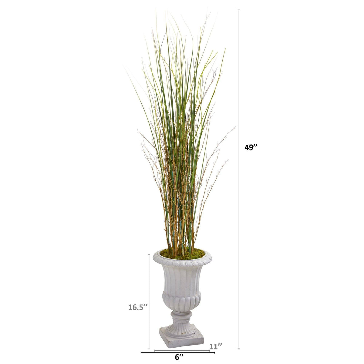 49” Grass and Bamboo Artificial Plant in Gray Urn