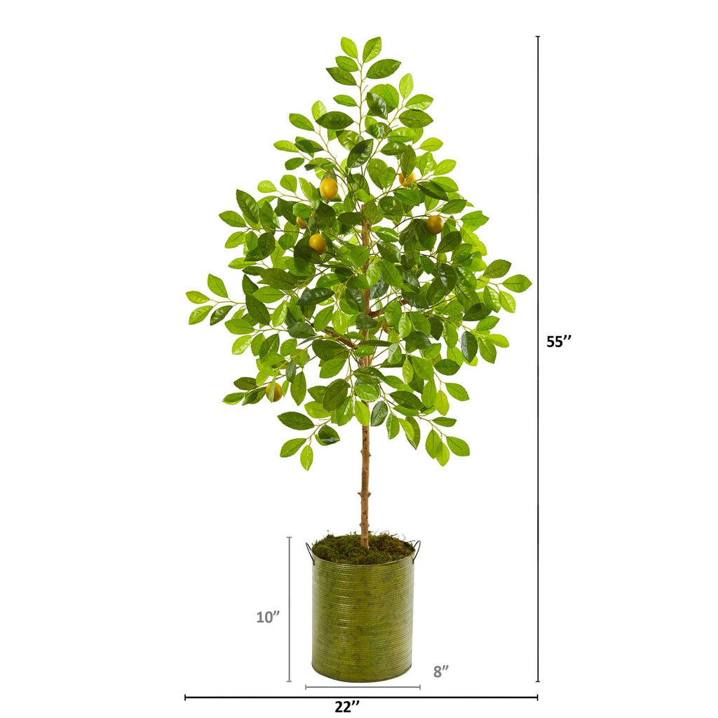 55” Lemon Artificial Tree in Green Planter