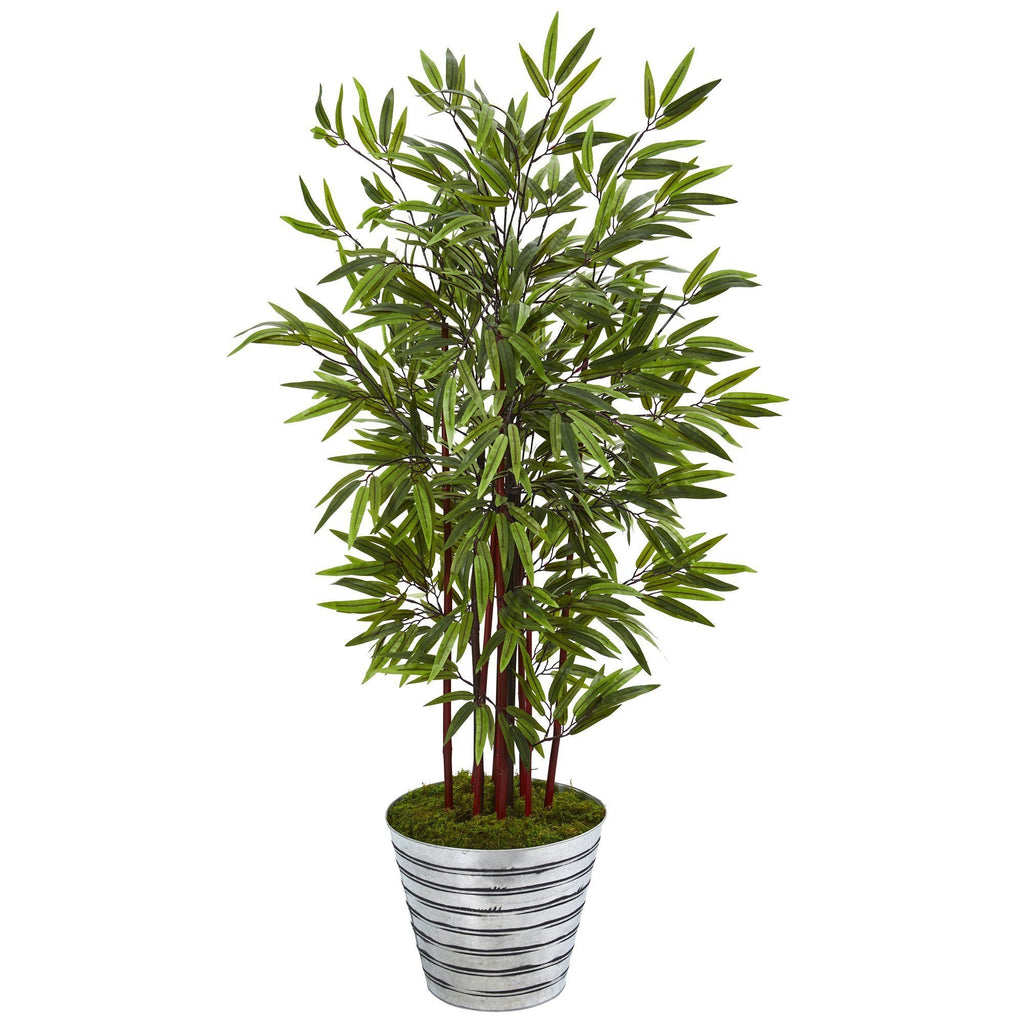 57” Bamboo Artificial Tree in Decorative Tin Bucket