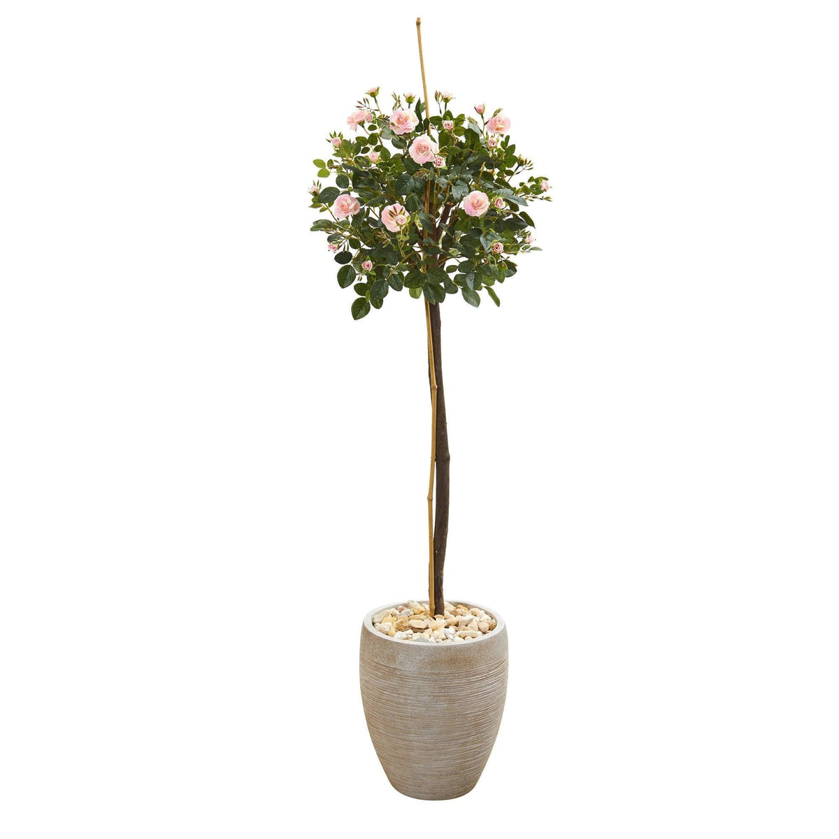 57” Rose Topiary Artificial Tree in Sand Colored Planter