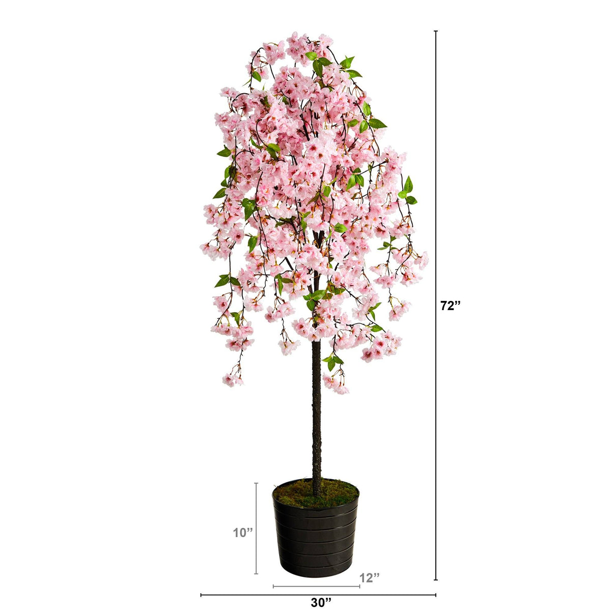 6' Cherry Blossom Artificial Tree in Black Tin Planter