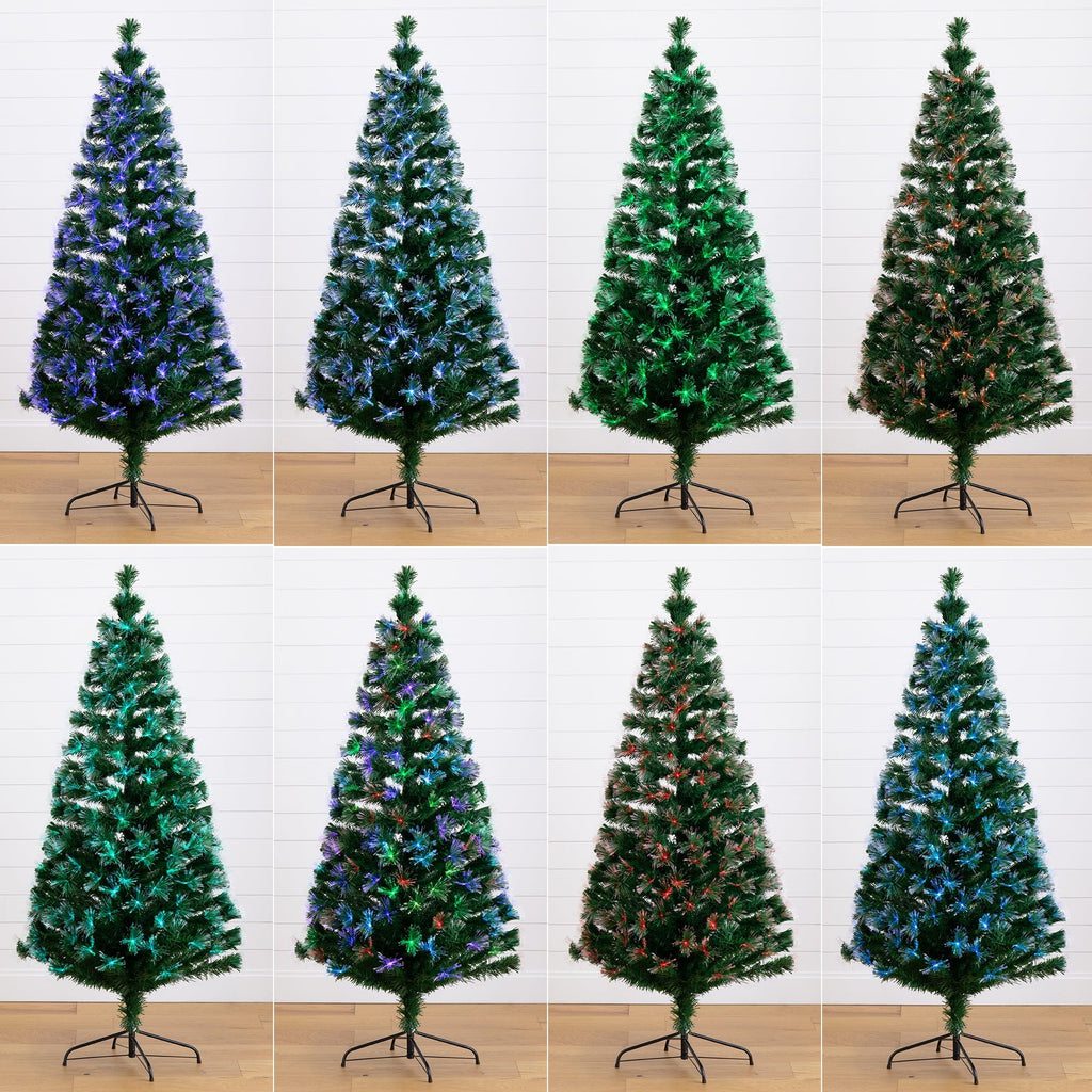 6' Pre-Lit Fiber Optic Artificial Christmas Tree with 220 Colorful LED and Remote Control Show