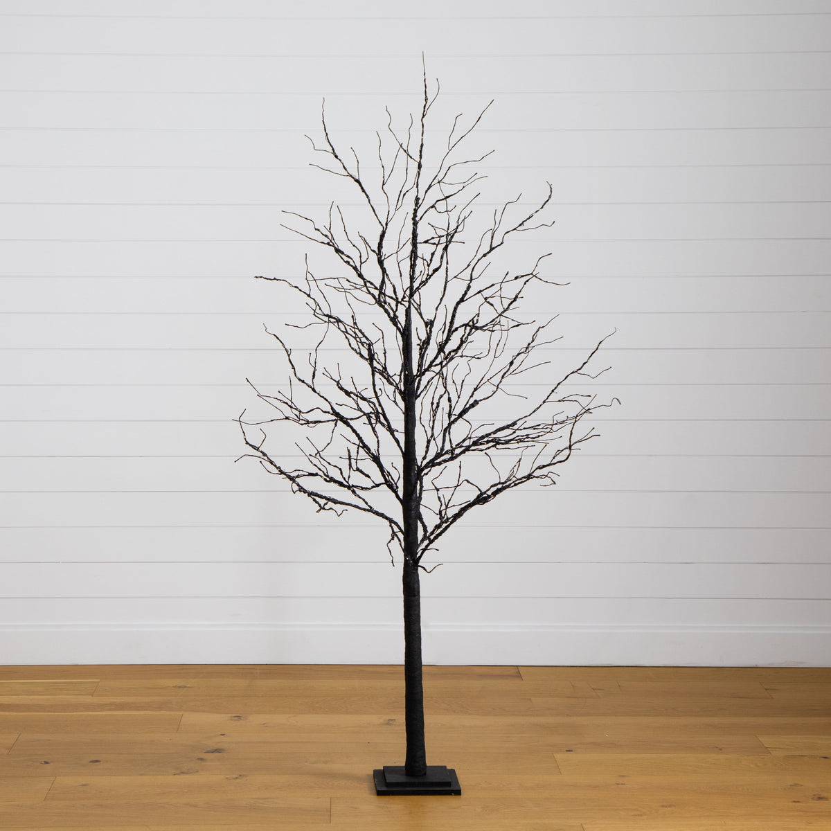 6’ Pre-Lit Halloween Deluxe Black Twig Artificial Tree with 156 Orange & Purple LED Lights