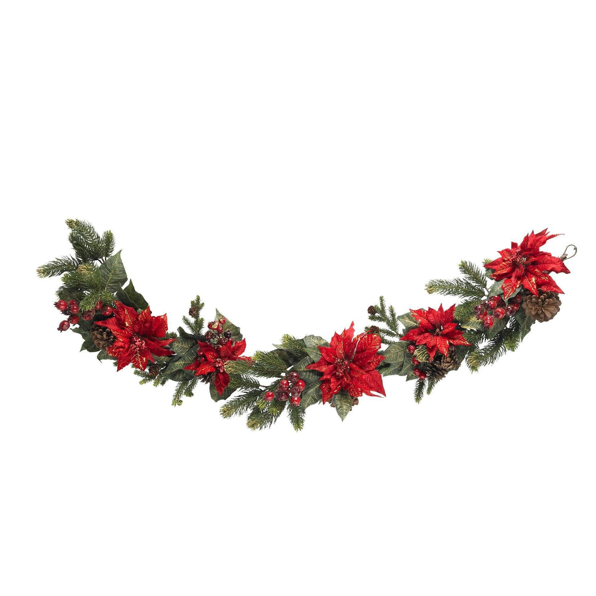 60" Poinsettia & Berry Garland