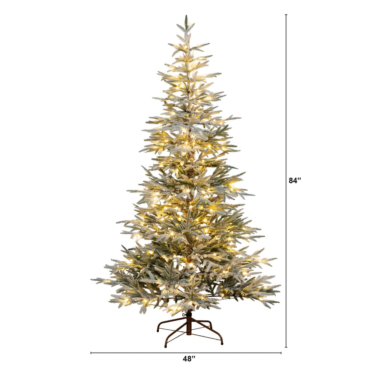 7’ Pre-Lit Artificial Flocked Woodland Fir Christmas Tree with 200 Warm White LED Lights