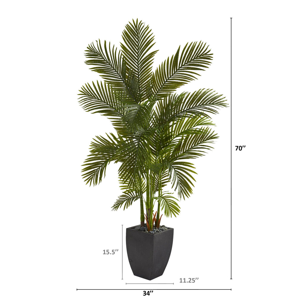 70” Areca Palm Artificial Tree in Black Planter